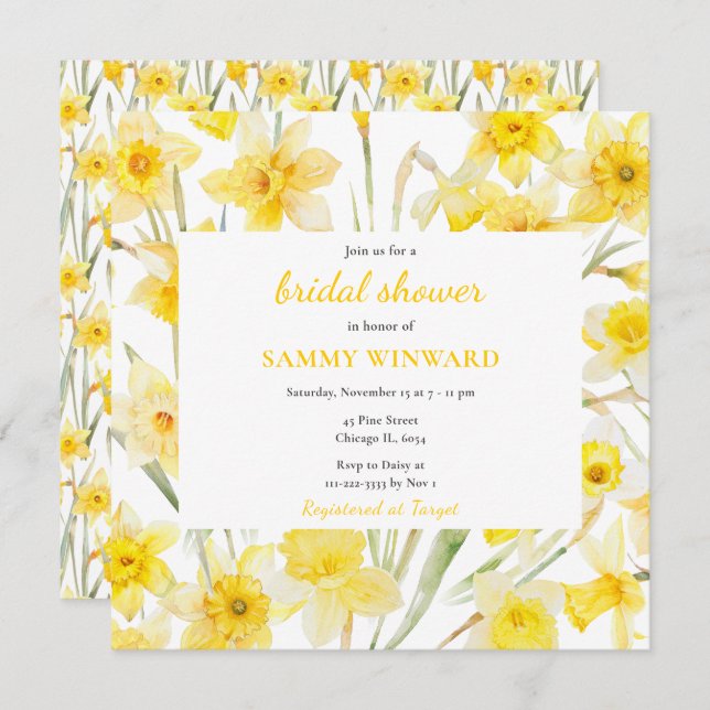 Spring Daffodils Bridal Shower Invitation (Front/Back)