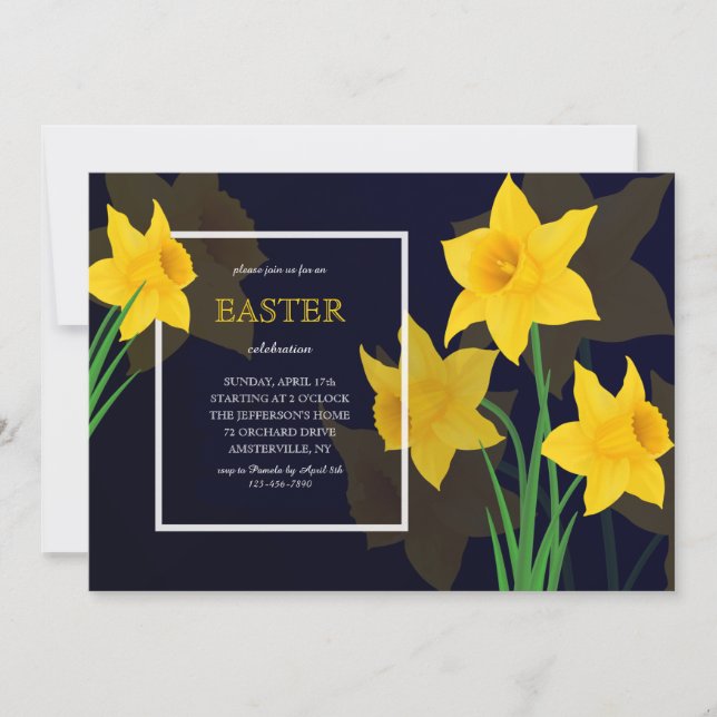 Spring Daffodils Easter Invitations (Front)