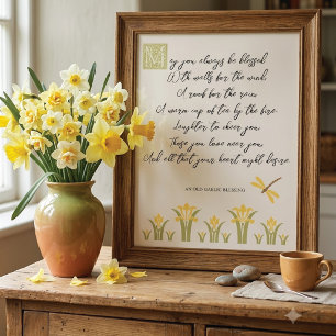 Spring Daffodils Gaelic Blessing Poster