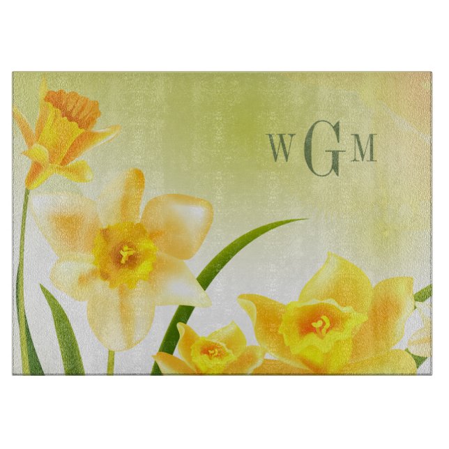 Spring Daffodils Glass Decorative  Cutting Board (Front)