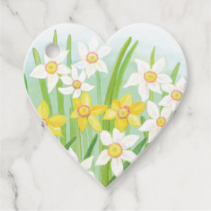 Spring Daffodils Heart shaped Favour Tags