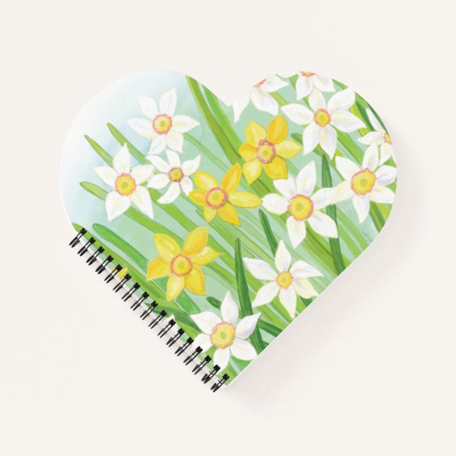 Spring Daffodils Heart Shaped   Notebook (Front)
