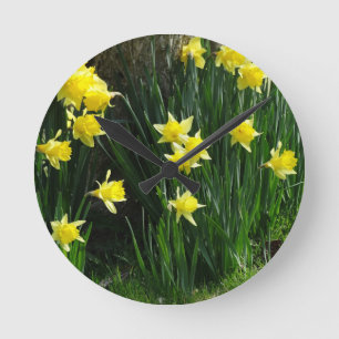 Spring Daffodils Round Clock