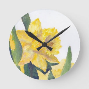 Spring Daffodils Round Clock