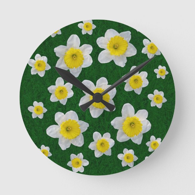 Spring Daffodils Round Clock (Front)