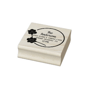Spring Daffodils Round Shape Return Address Rubber Stamp