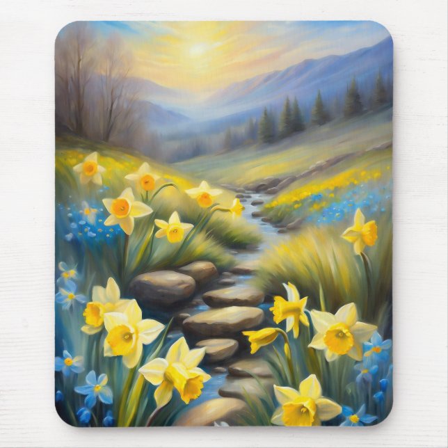 Spring Daffodils Smoky Mountains Wildflowers Mouse Mat (Front)