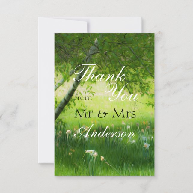 Spring Daffodils Wedding Thank You Card (Front)