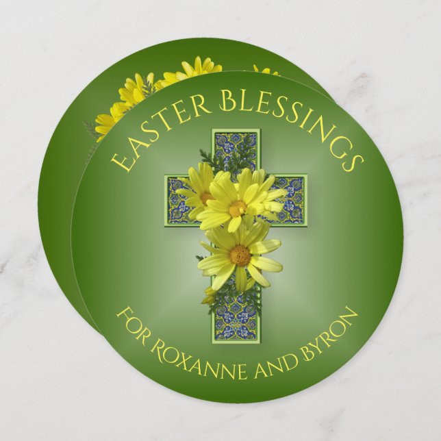 Spring Daisies Easter Blessings Custom Greeting Holiday Card (Front/Back)