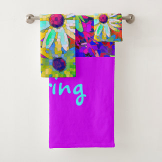 Spring Daisies In Abstract Bath Towel Set