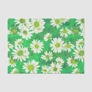 Spring Daisies on Green Tissue Paper