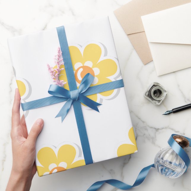 Spring Daisies on Pastel Sage Green Wrapping Paper (Gifting)