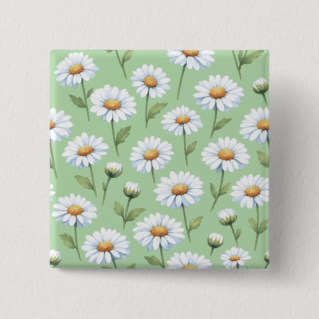 Spring daisies pattern 15 cm square badge (Front)