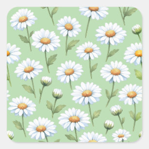 Spring daisies pattern square sticker