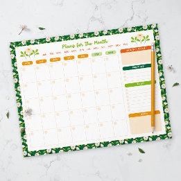 Spring Daisies & Vine Monthly Monday Start Planner Notepad