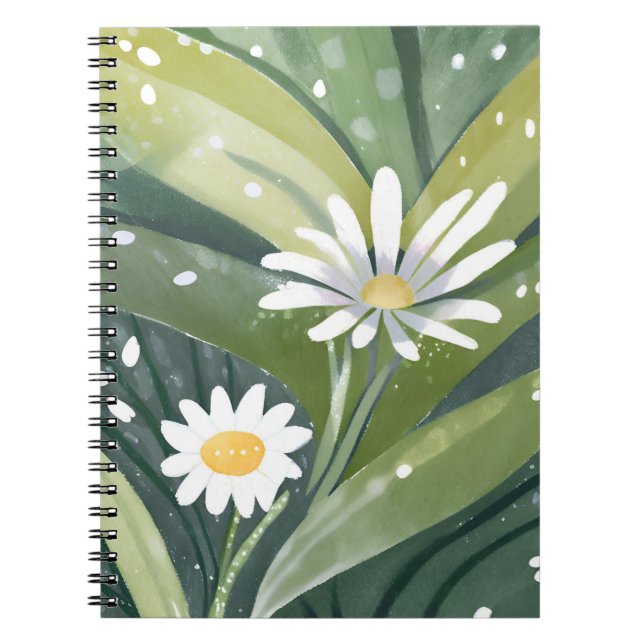 Spring Daisies | Watercolor White Floral Notebook (Front)