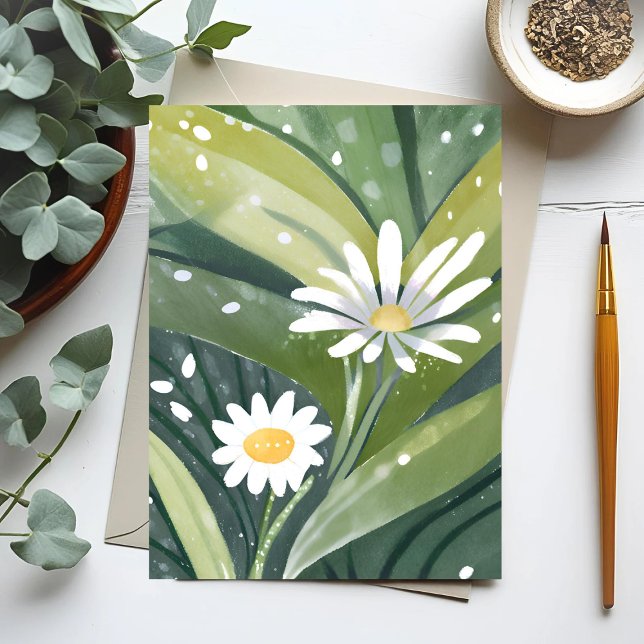 Spring Daisies | Watercolor White Floral Postcard (Creator Uploaded)
