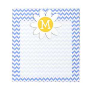 Spring Daisy; Blue Chevron Pattern Notepad