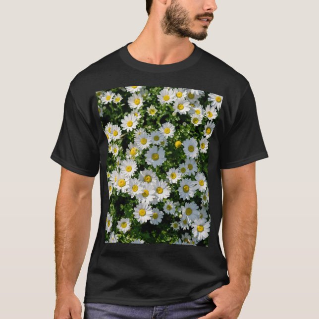 Spring Daisy Field: Serene Background T-Shirt (Front)