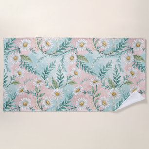 Spring Daisy Floral Beach Towel