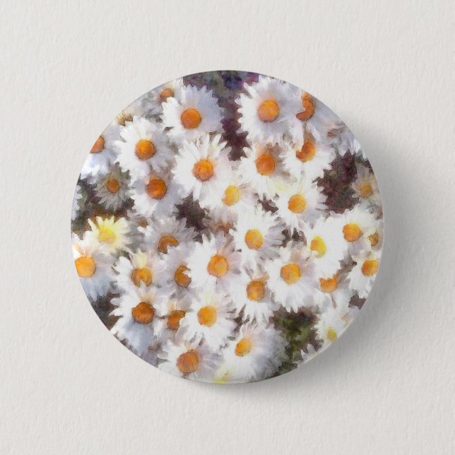 Spring Daisy Wildflower Watercolor 6 Cm Round Badge (Front)