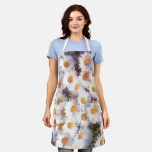 Spring Daisy Wildflower Watercolor Apron