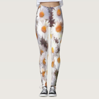 Spring Daisy Wildflower Watercolor Leggings