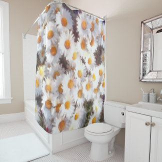 Spring Daisy Wildflower Watercolor Shower Curtain