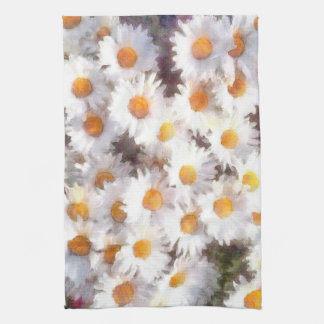 Spring Daisy Wildflower Watercolor Tea Towel