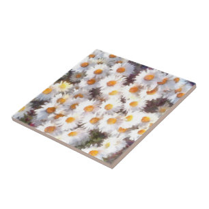 Spring Daisy Wildflower Watercolor Tile