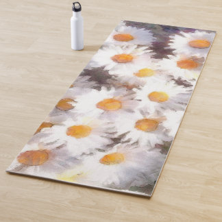 Spring Daisy Wildflower Watercolor Yoga Mat