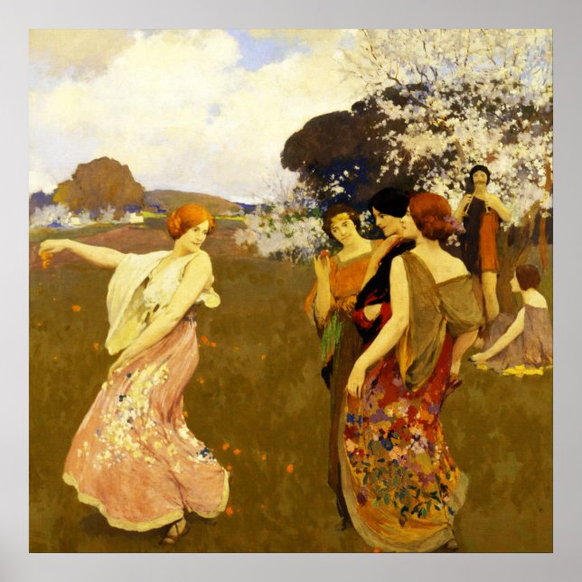 Spring dance, Arthur F. Mathews  Poster (Front)