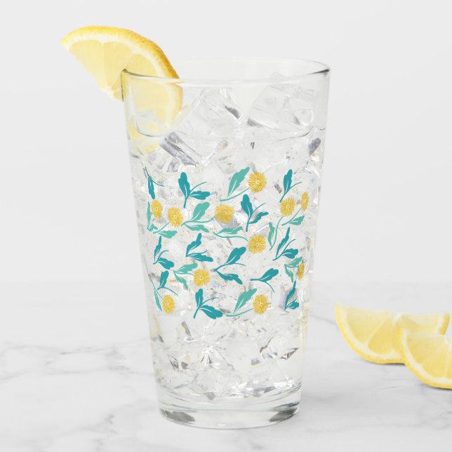 Spring Dandelion Flowers and Leaves Design Glass (Front Ice)