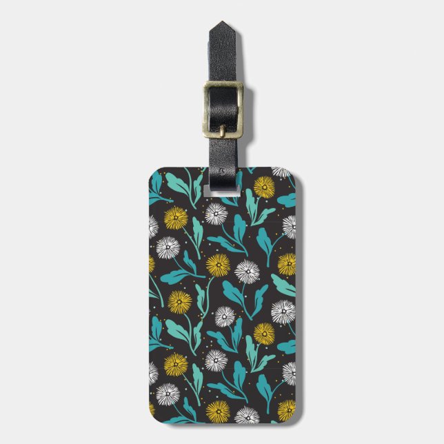 Spring Dandelion Flowers and Leaves Design Luggage Tag (Front Vertical)