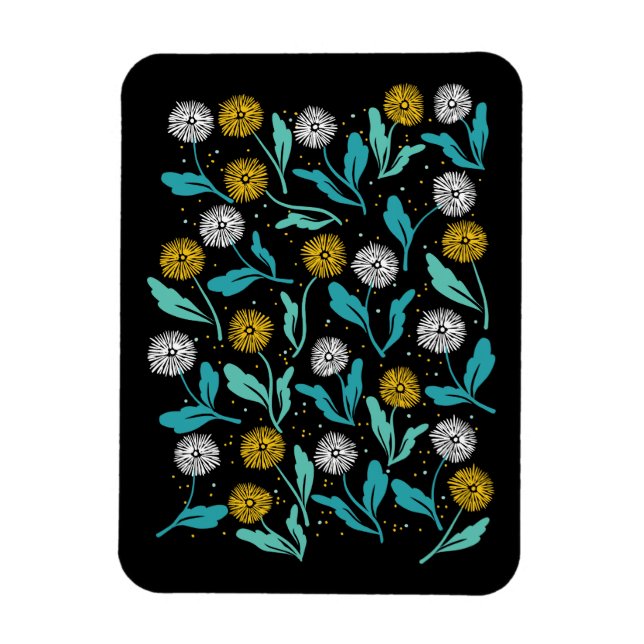 Spring Dandelion Flowers and Leaves Design Magnet (Vertical)