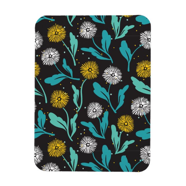 Spring Dandelion Flowers and Leaves Design Magnet (Vertical)