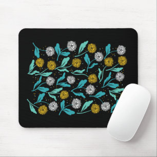 Spring Dandelion Flowers and Leaves Design Mouse Mat