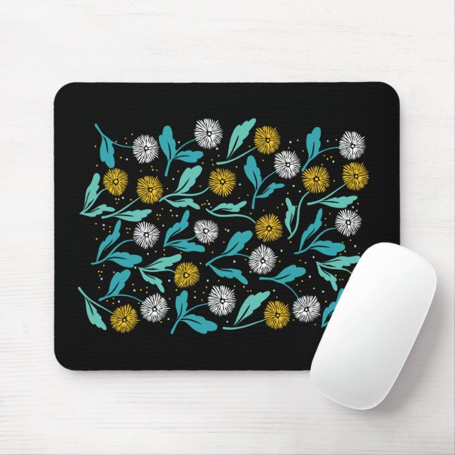 Spring Dandelion Flowers and Leaves Design Mouse Mat (With Mouse)
