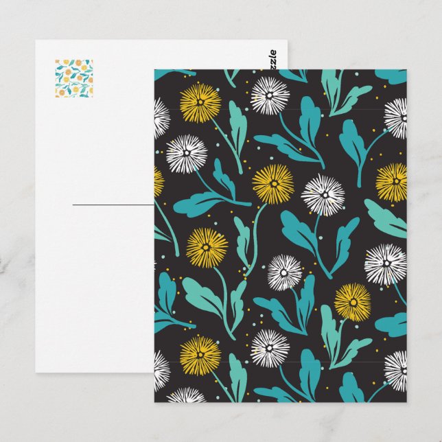 Spring Dandelion Flowers and Leaves Design Postcard (Front/Back)