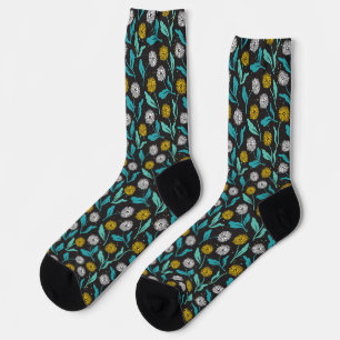 Spring Dandelion Flowers and Leaves Design Socks