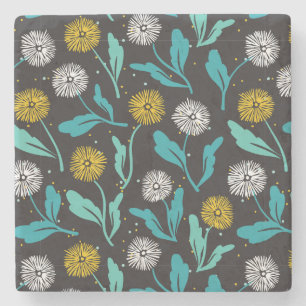 Spring Dandelion Flowers and Leaves Design Stone Coaster