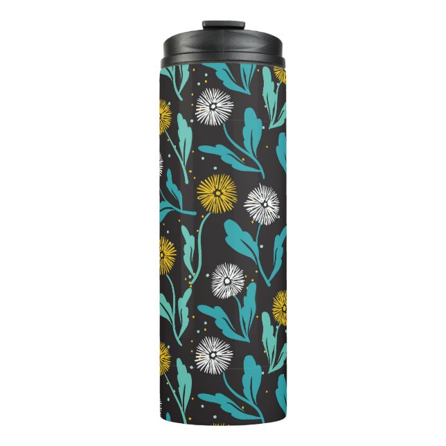 Spring Dandelion Flowers and Leaves Design Thermal Tumbler (Front)
