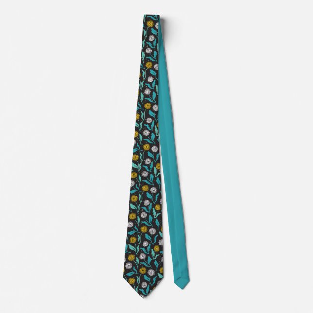 Spring Dandelion Flowers and Leaves Design Tie (Front)