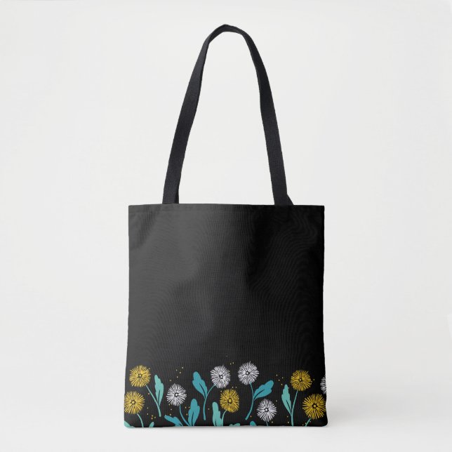 Spring Dandelion Flowers and Leaves Design Tote Bag (Front)