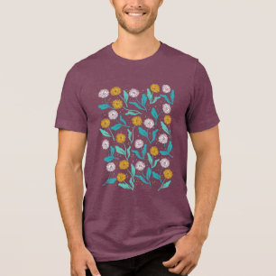 Spring Dandelion Flowers and Leaves Design Tri-Blend Shirt