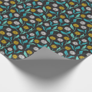 Spring Dandelion Flowers and Leaves Design Wrapping Paper