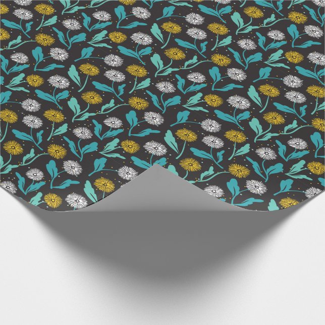 Spring Dandelion Flowers and Leaves Design Wrapping Paper (Corner)