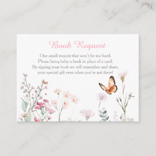 Spring Deep Pink Butterfly Floral Baby Shower Enclosure Card