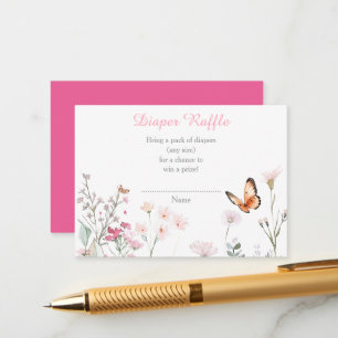 Spring Deep Pink Butterfly Floral Baby Shower Enclosure Card