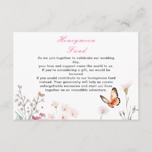 Spring Deep Pink Butterfly Floral Wedding Enclosure Card